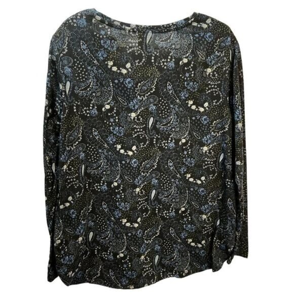Blue Paisley Print Blouse Long Sleeves‎ Shirt Large Faded Glory - Picture 1 of 4